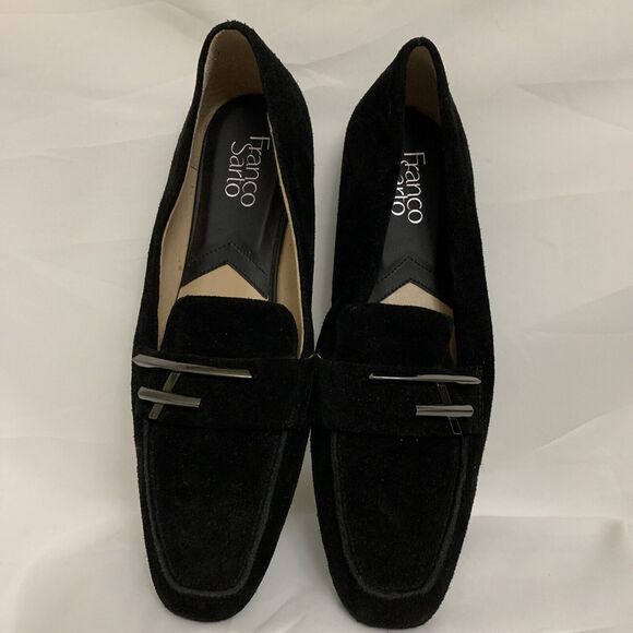 Franco Sarto Petola Womens 9.5 Black Suede Loafers Slip Ons - Picture 1 of 7